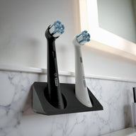 BrushDock – Toothbrush head holder for Oral-B (iO) & Philips Sonicare – Wall mounting (no drilling required) - Oral-B iO / 2 slots / Schwarz