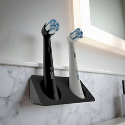 BrushDock – Toothbrush head holder for Oral-B (iO) & Philips Sonicare – Wall mounting (no drilling required) - Oral-B iO / 2 slots / Schwarz - image 1