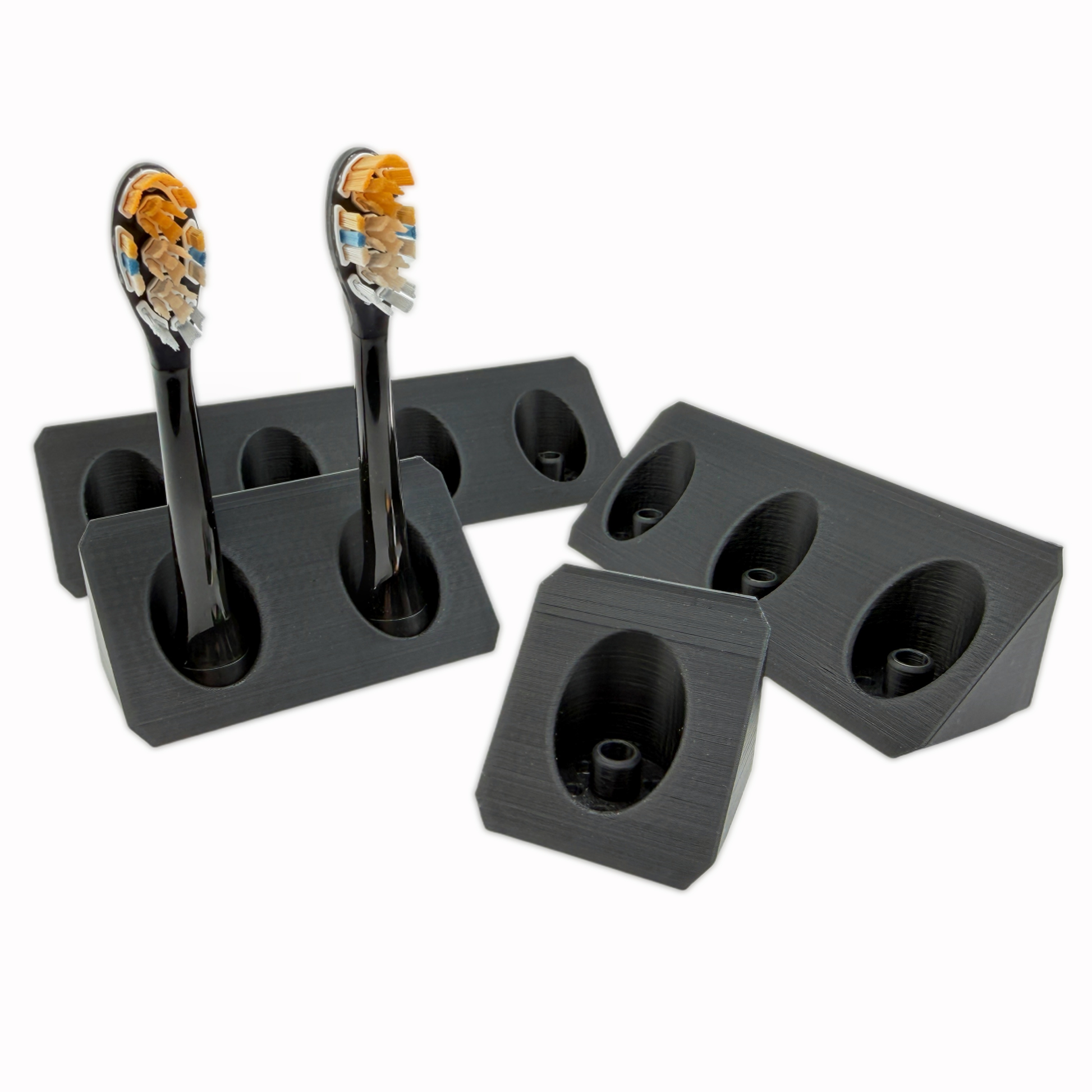 Zahnbürstenhalter für Oral-B iO und Philips Sonicare in schwarz 1 bis 4 Steckplätze