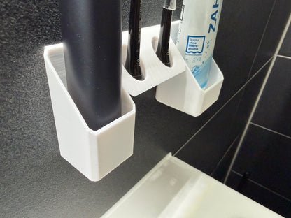 BrushDock Starter Set – Complete wall mount set including toothpaste holder (no drilling required)