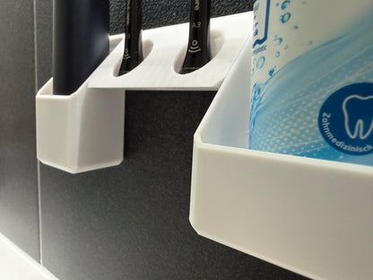 BrushDock Starter Set – Complete wall mount set including toothpaste holder (no drilling required)