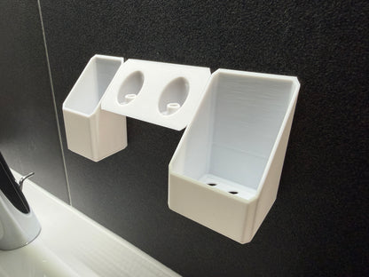BrushDock Starter Set – Complete wall mount set including toothpaste holder (no drilling required)