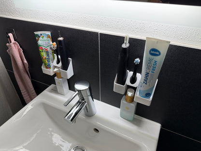 BrushDock Duo Set – Flexible wall mount set for couples (no drilling required) 