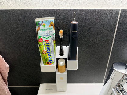 BrushDock Duo Set – Flexible wall mount set for couples (no drilling required) 