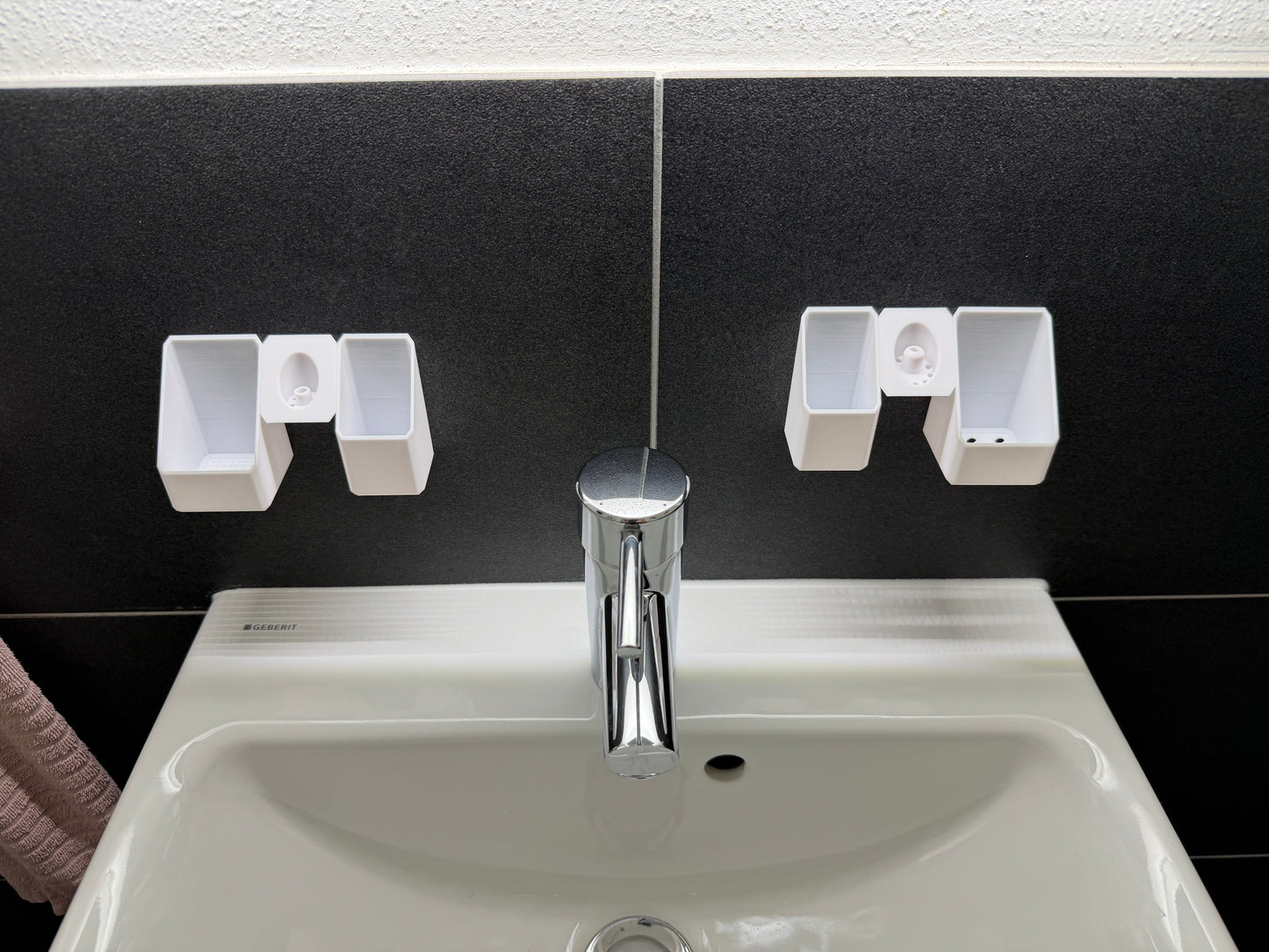 BrushDock Duo Set – Flexible wall mount set for couples (no drilling required) 