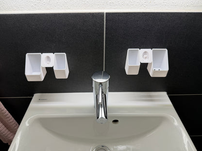 BrushDock Duo Set – Flexible wall mount set for couples (no drilling required) 