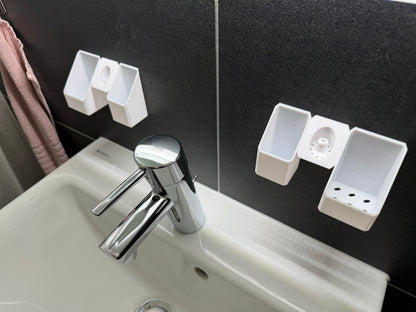 BrushDock Duo Set – Flexible wall mount set for couples (no drilling required) 