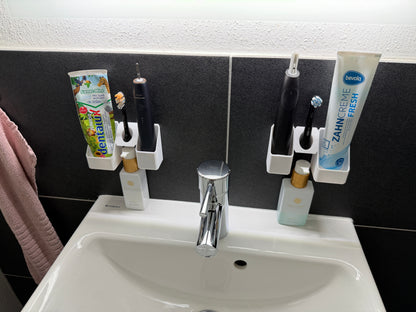 BrushDock Duo Set – Flexible wall mount set for couples (no drilling required) 