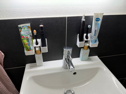 BrushDock Duo Set – Flexible wall mount set for couples (no drilling required) 