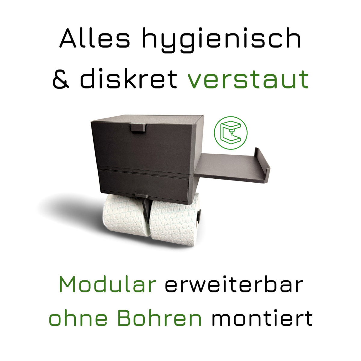 Bad Organizer Mit Text und Klopapierrollen